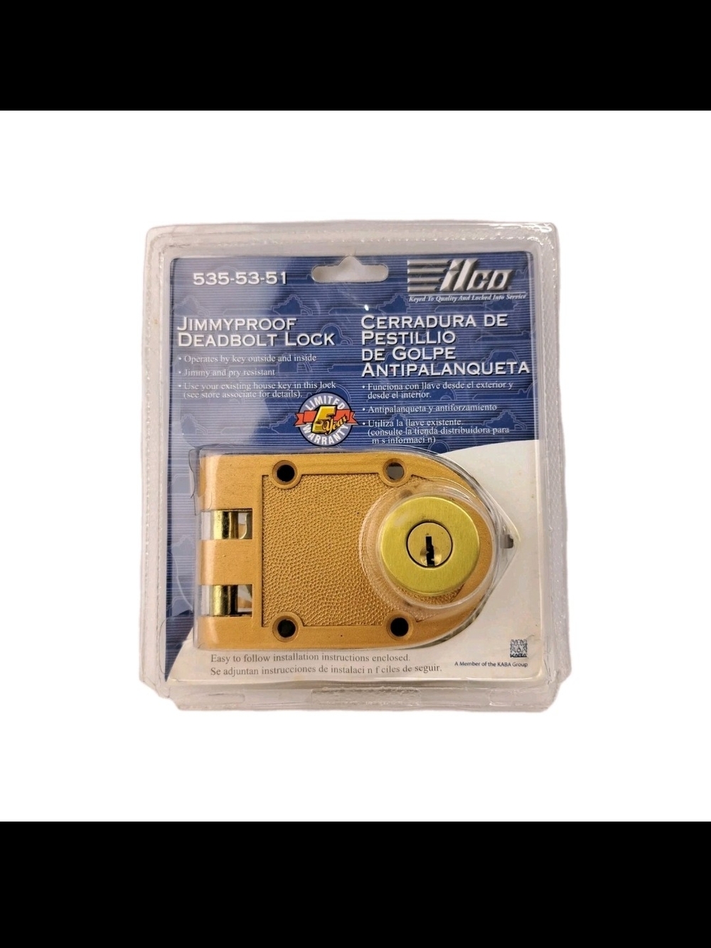 JimmyProof Gold Deadbolt Lock - Heavy Duty Security